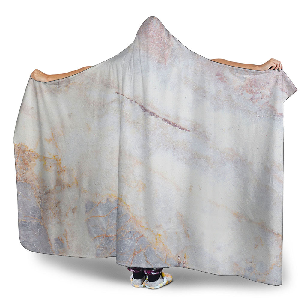 Pink White Grey Marble Print Hooded Blanket