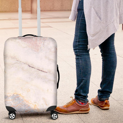 Pink White Grey Marble Print Luggage Cover GearFrost