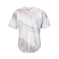 Pink White Grey Marble Print Men's Baseball Jersey