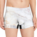 Pink White Grey Marble Print Men's Boxer Briefs
