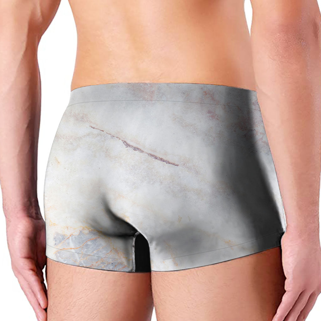Pink White Grey Marble Print Men's Boxer Briefs