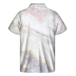Pink White Grey Marble Print Men's Short Sleeve Shirt