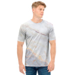 Pink White Grey Marble Print Men's T-Shirt