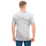 Pink White Grey Marble Print Men's T-Shirt