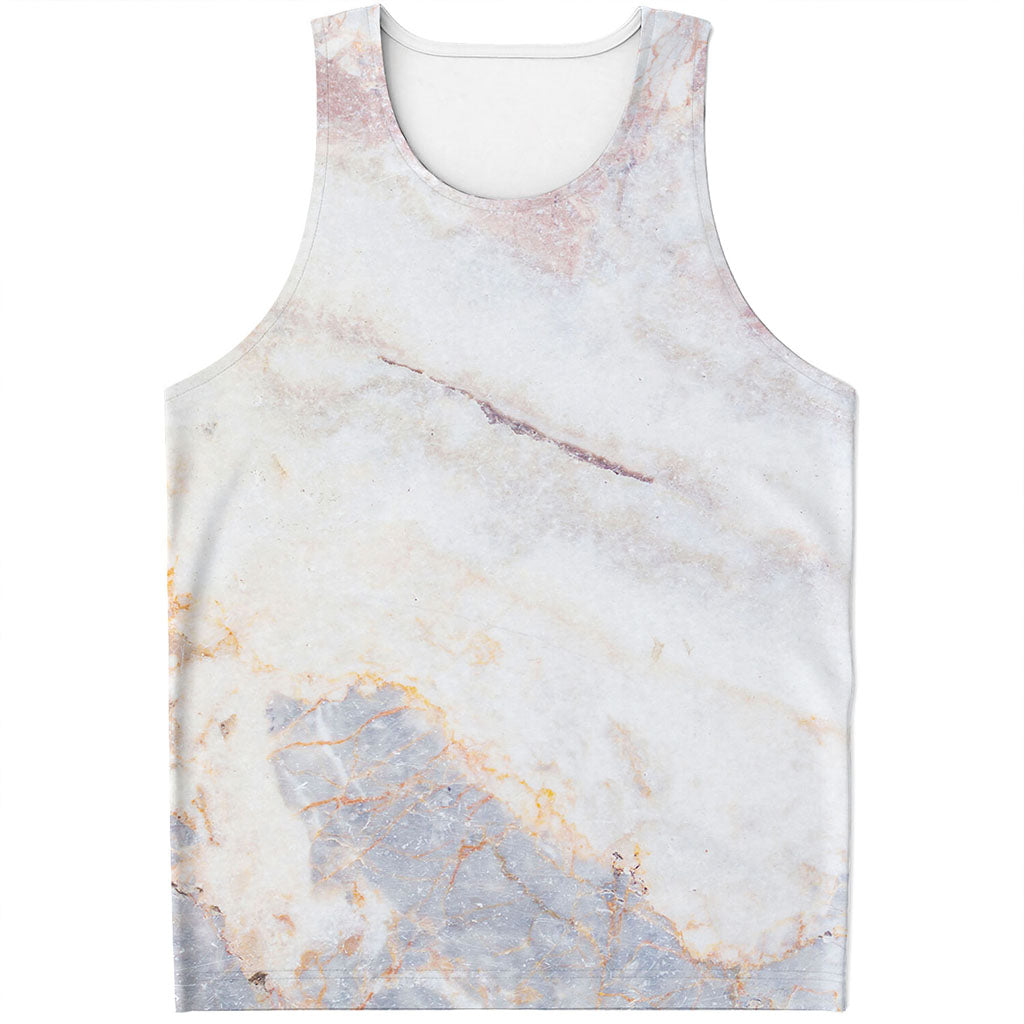 Pink White Grey Marble Print Men's Tank Top