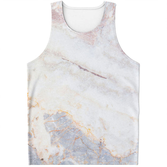 Pink White Grey Marble Print Men's Tank Top
