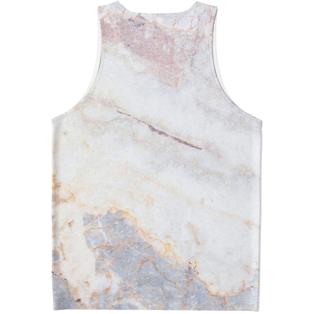 Pink White Grey Marble Print Men's Tank Top