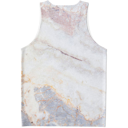 Pink White Grey Marble Print Men's Tank Top
