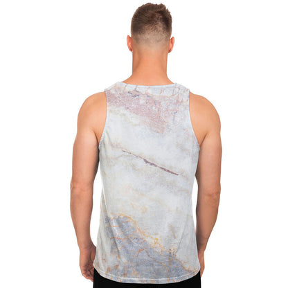 Pink White Grey Marble Print Men's Tank Top