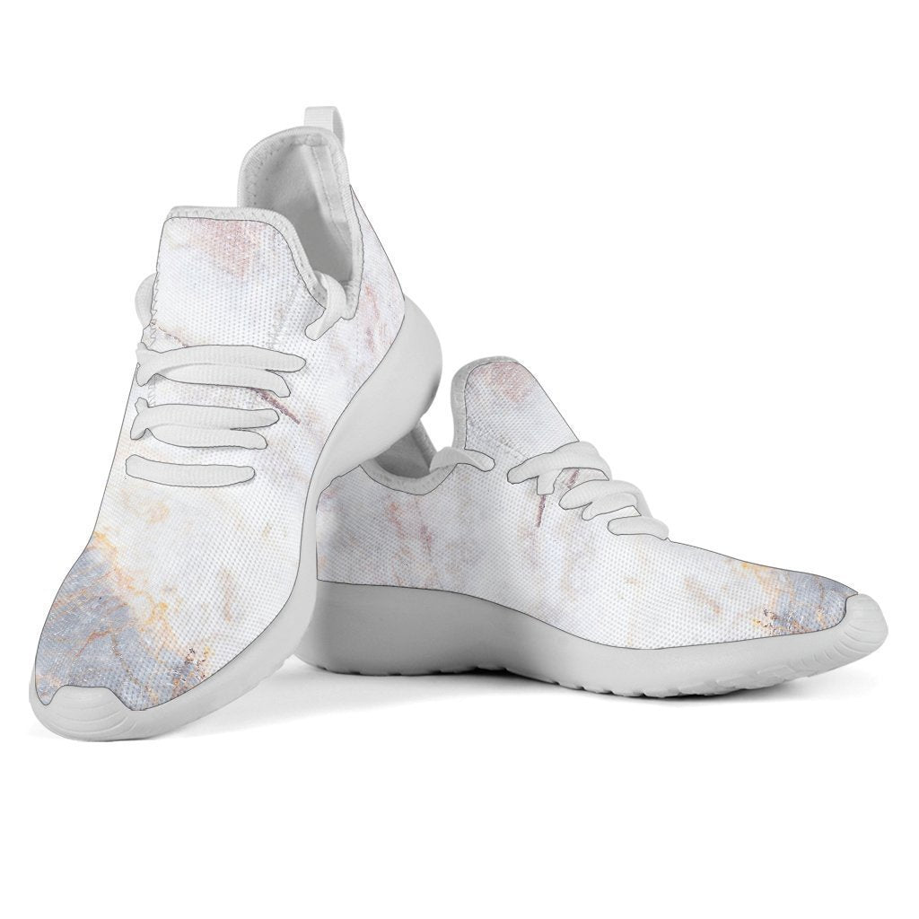 Pink White Grey Marble Print Mesh Knit Shoes GearFrost
