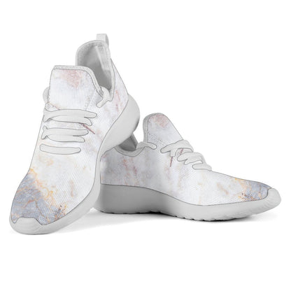 Pink White Grey Marble Print Mesh Knit Shoes GearFrost