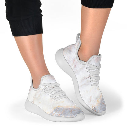 Pink White Grey Marble Print Mesh Knit Shoes GearFrost