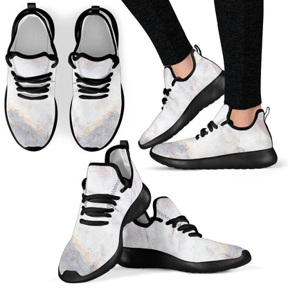 Pink White Grey Marble Print Mesh Knit Shoes GearFrost
