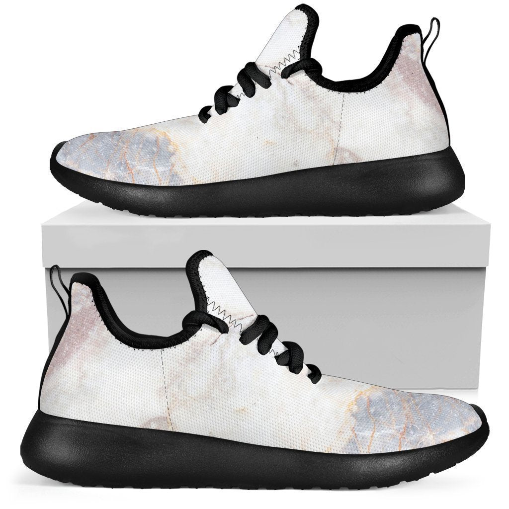 Pink White Grey Marble Print Mesh Knit Shoes GearFrost