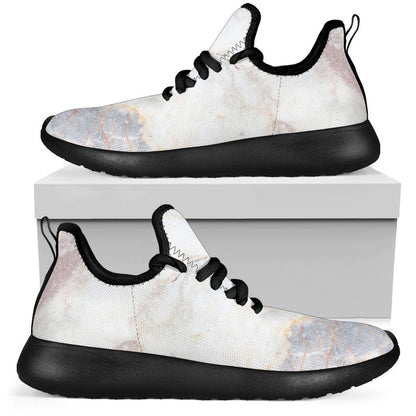 Pink White Grey Marble Print Mesh Knit Shoes GearFrost