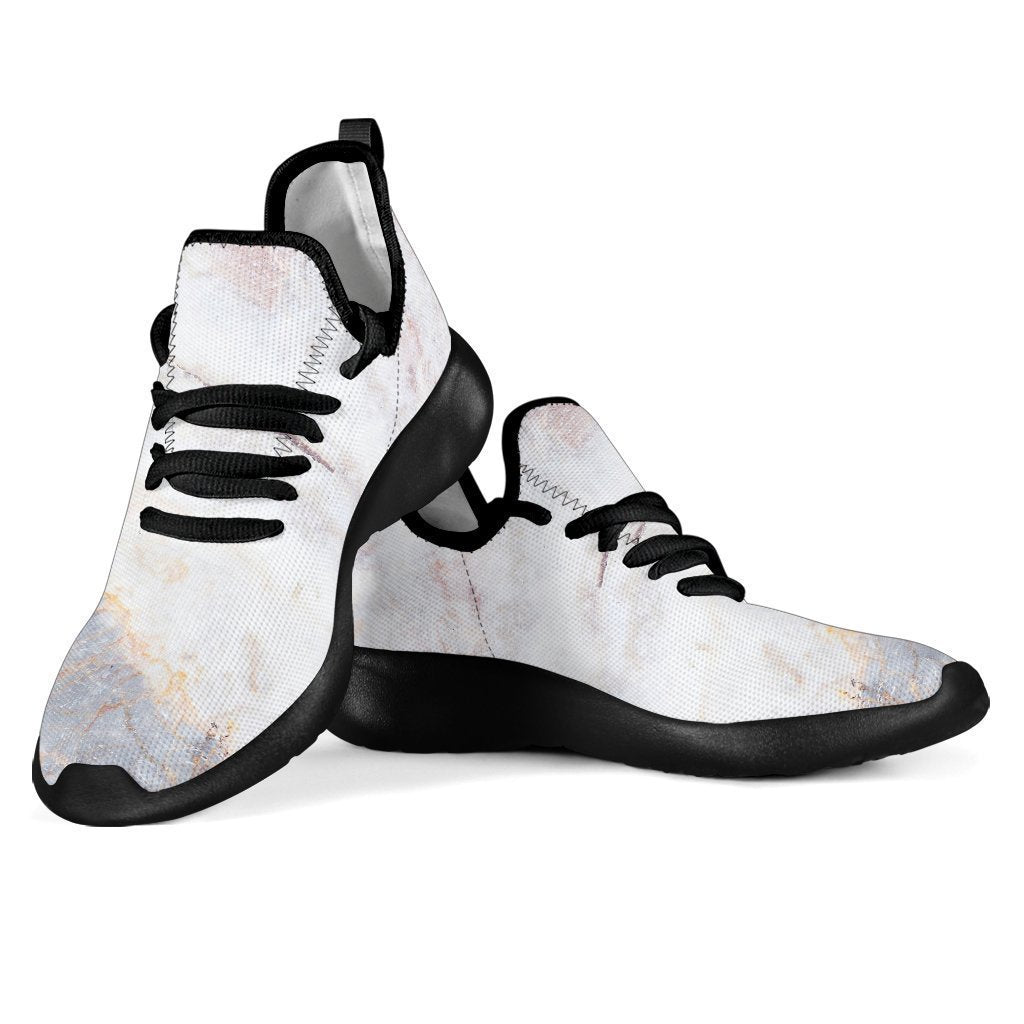Pink White Grey Marble Print Mesh Knit Shoes GearFrost