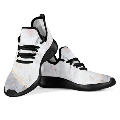 Pink White Grey Marble Print Mesh Knit Shoes GearFrost