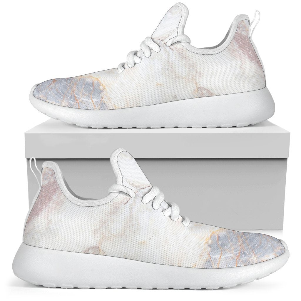 Pink White Grey Marble Print Mesh Knit Shoes GearFrost