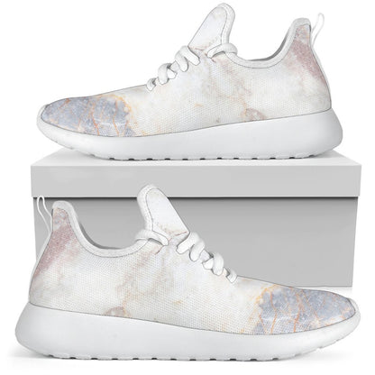 Pink White Grey Marble Print Mesh Knit Shoes GearFrost