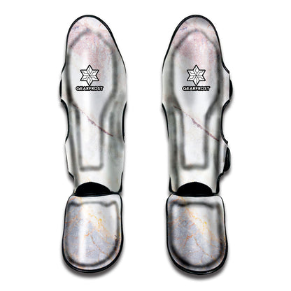 Pink White Grey Marble Print Muay Thai Shin Guard