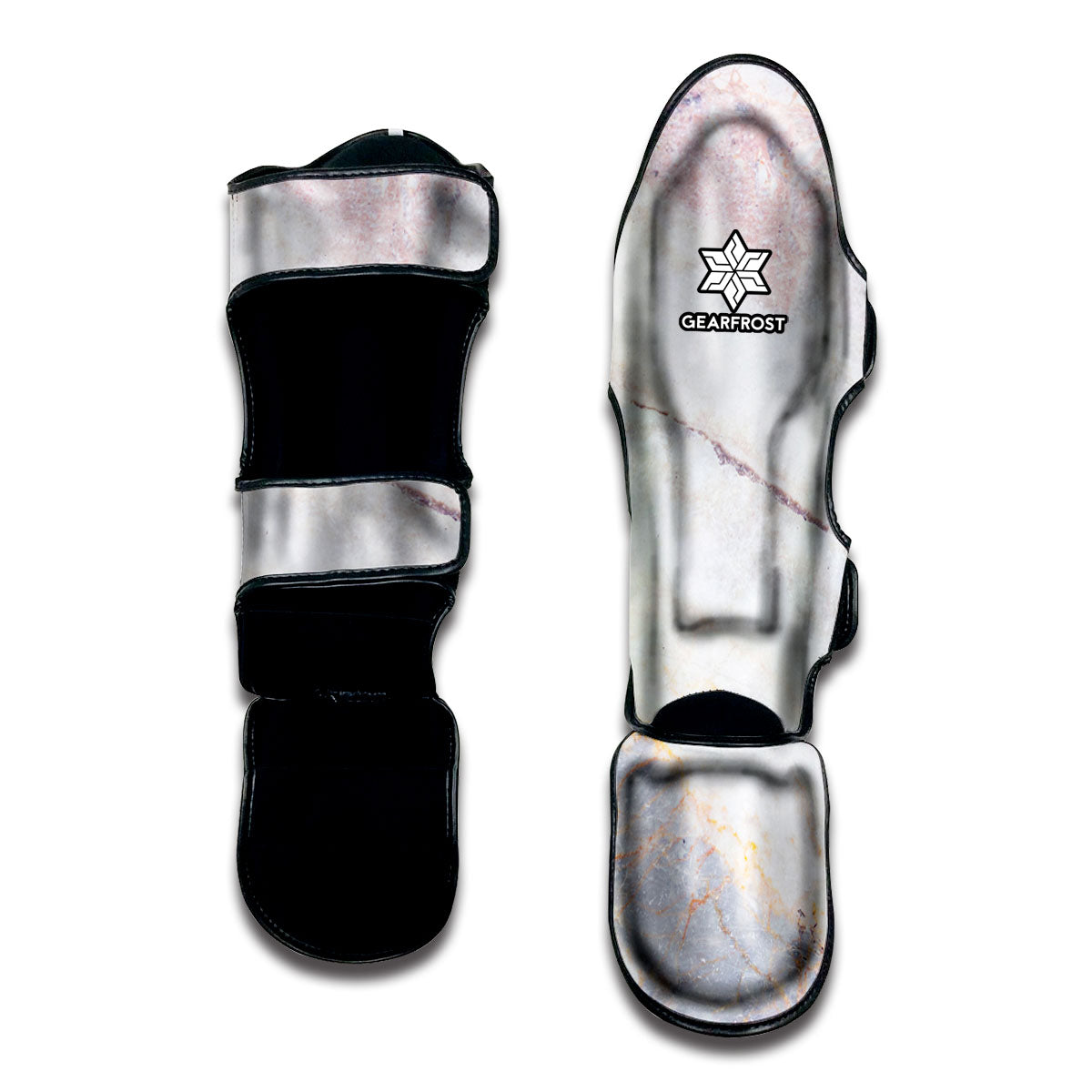 Pink White Grey Marble Print Muay Thai Shin Guard