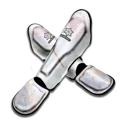 Pink White Grey Marble Print Muay Thai Shin Guard