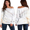 Pink White Grey Marble Print Off Shoulder Sweatshirt GearFrost