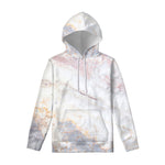 Pink White Grey Marble Print Pullover Hoodie