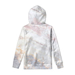 Pink White Grey Marble Print Pullover Hoodie