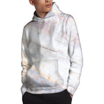Pink White Grey Marble Print Pullover Hoodie