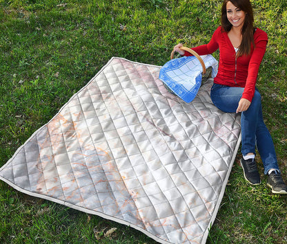 Pink White Grey Marble Print Quilt