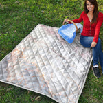 Pink White Grey Marble Print Quilt