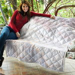 Pink White Grey Marble Print Quilt
