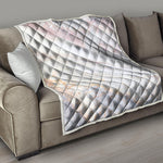 Pink White Grey Marble Print Quilt