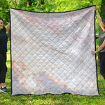 Pink White Grey Marble Print Quilt