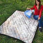 Pink White Grey Marble Print Quilt