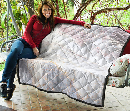 Pink White Grey Marble Print Quilt