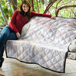 Pink White Grey Marble Print Quilt