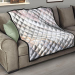 Pink White Grey Marble Print Quilt