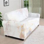 Pink White Grey Marble Print Sofa Cover