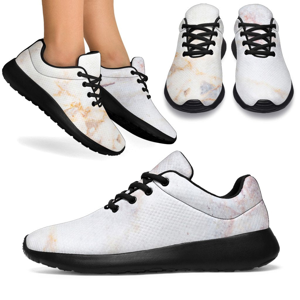 Pink White Grey Marble Print Sport Shoes GearFrost