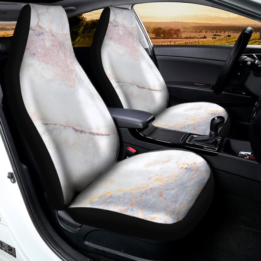 Pink White Grey Marble Print Universal Fit Car Seat Covers