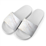 Pink White Grey Marble Print White Slide Sandals
