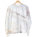 Pink White Grey Marble Print Women's Crewneck Sweatshirt GearFrost