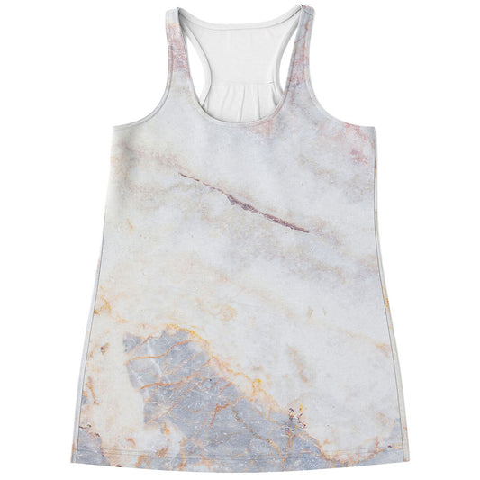 Pink White Grey Marble Print Women's Racerback Tank Top