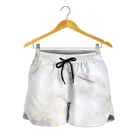 Pink White Grey Marble Print Women's Shorts