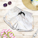 Pink White Grey Marble Print Women's Shorts