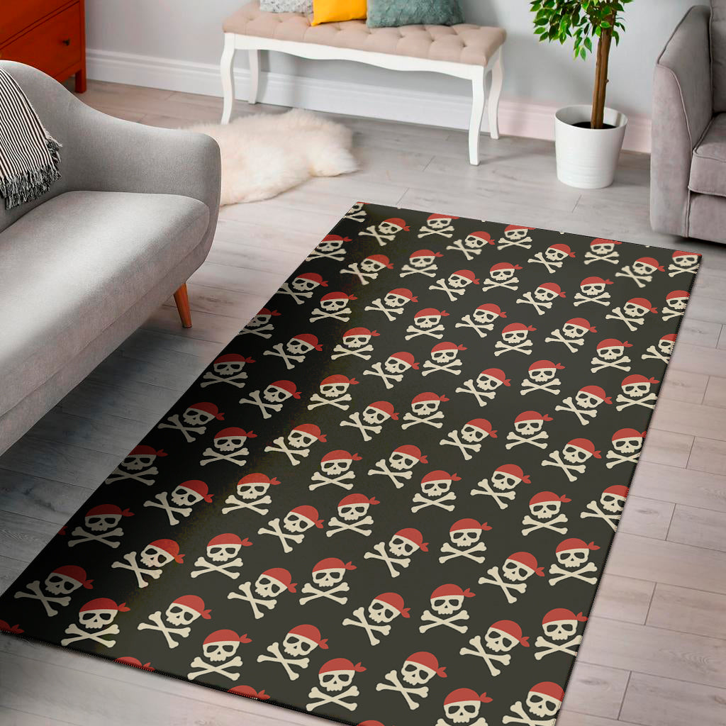 Pirate Skull Crossbones Pattern Print Area Rug