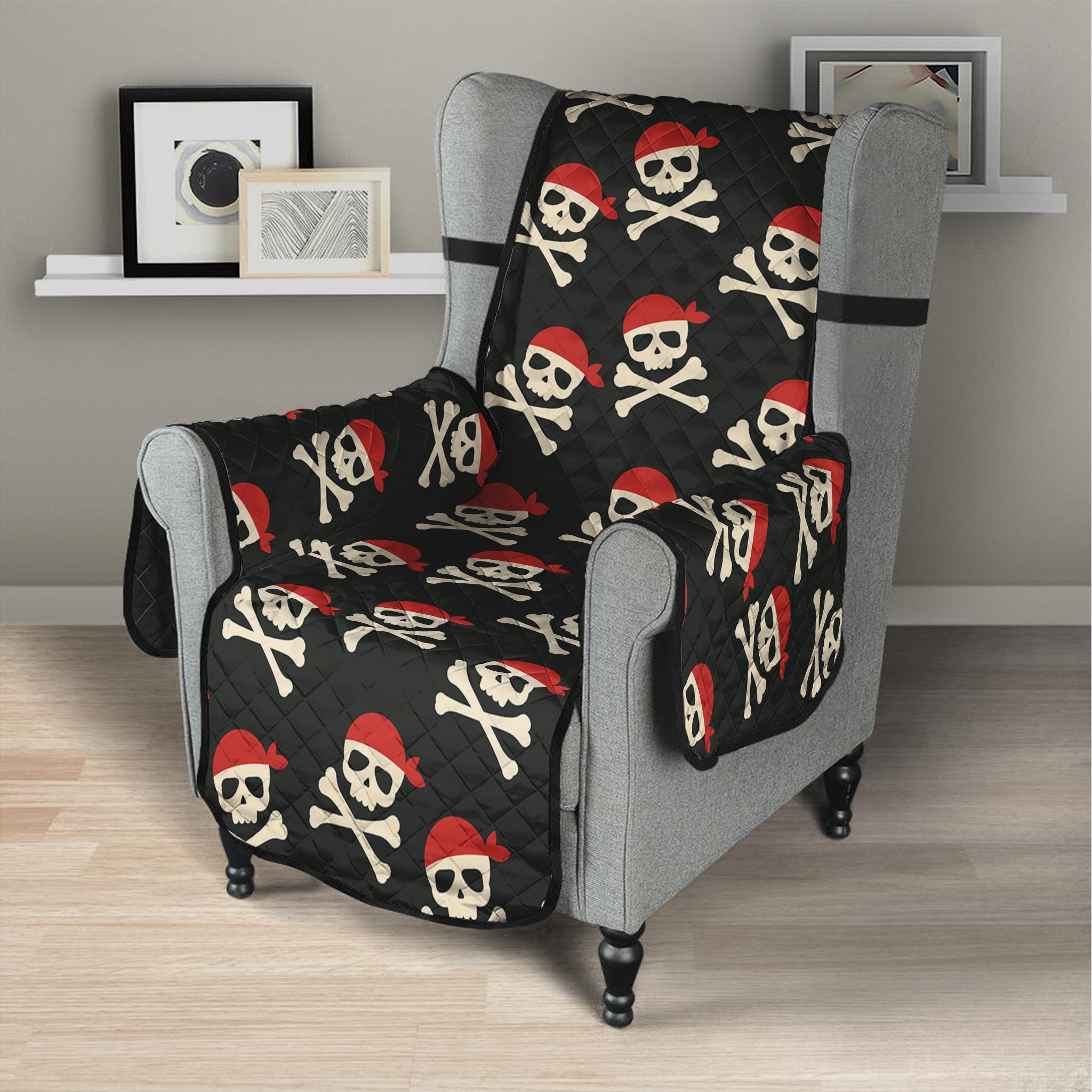 Pirate Skull Crossbones Pattern Print Armchair Protector