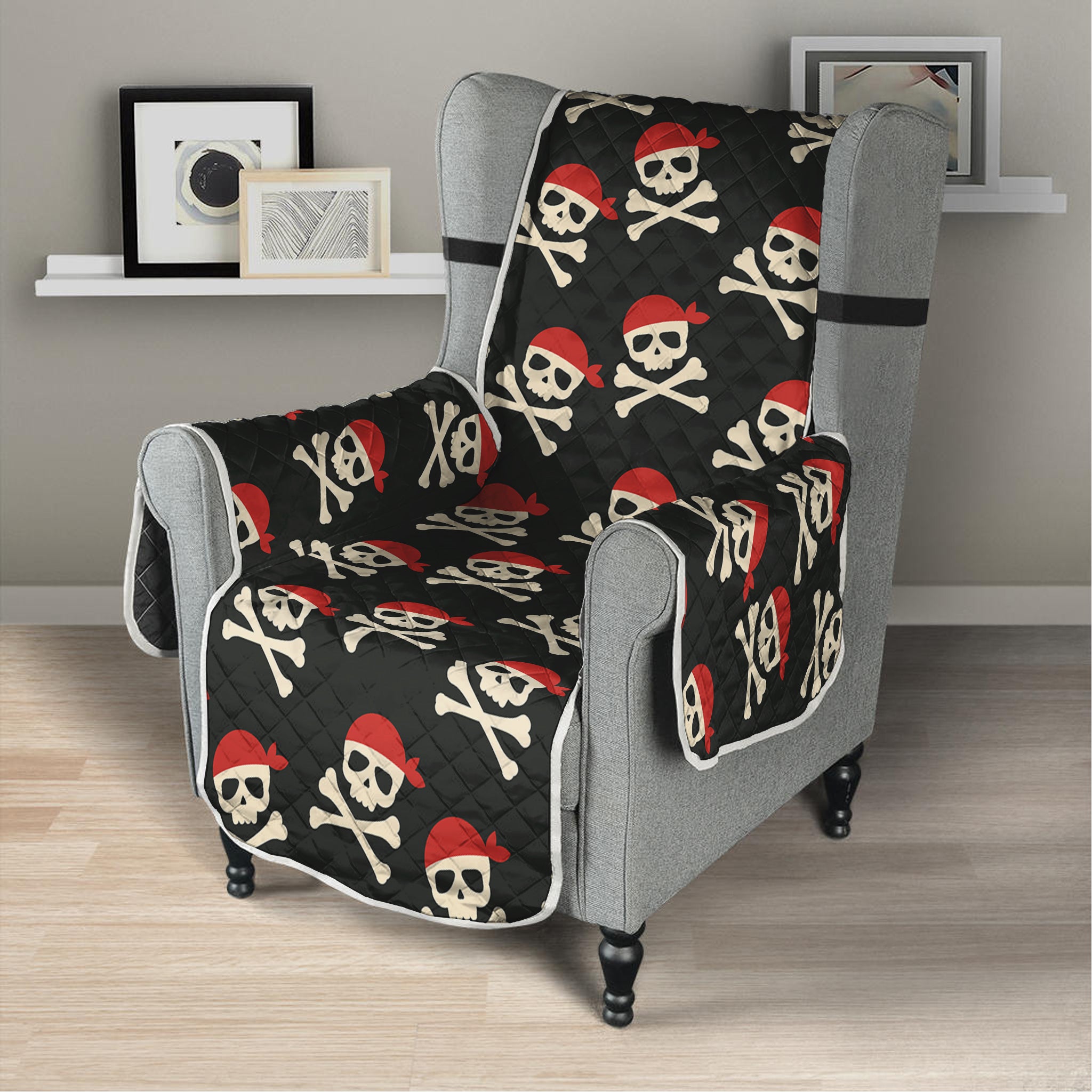 Pirate Skull Crossbones Pattern Print Armchair Protector